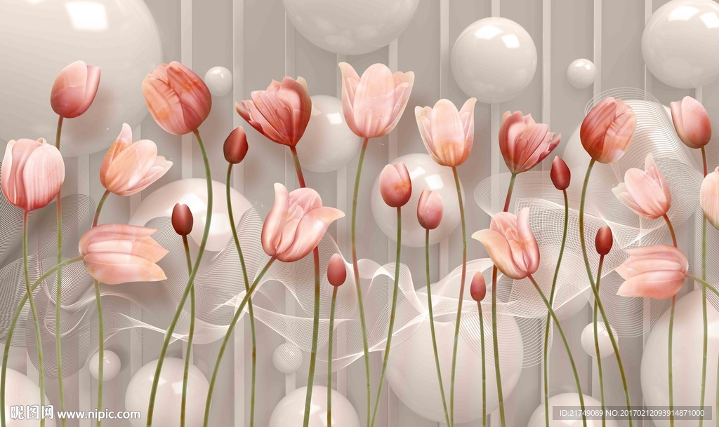 立体郁金香背景墙