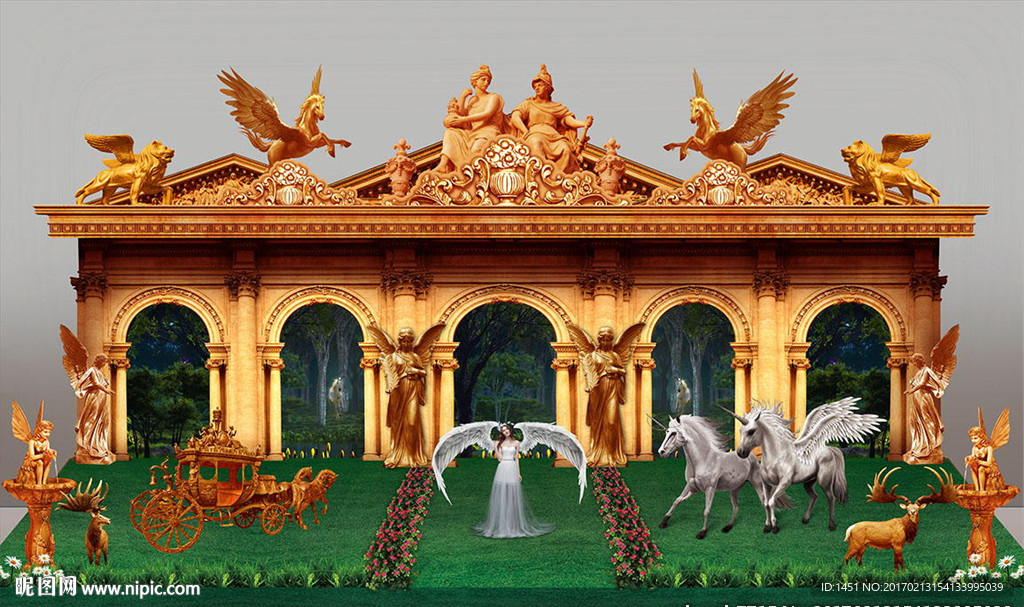 天使之城婚礼殿堂舞台背景板