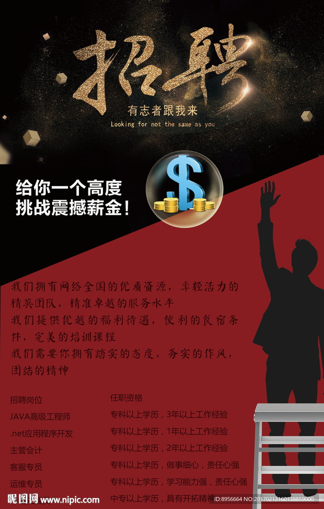 精品黄金招聘海报