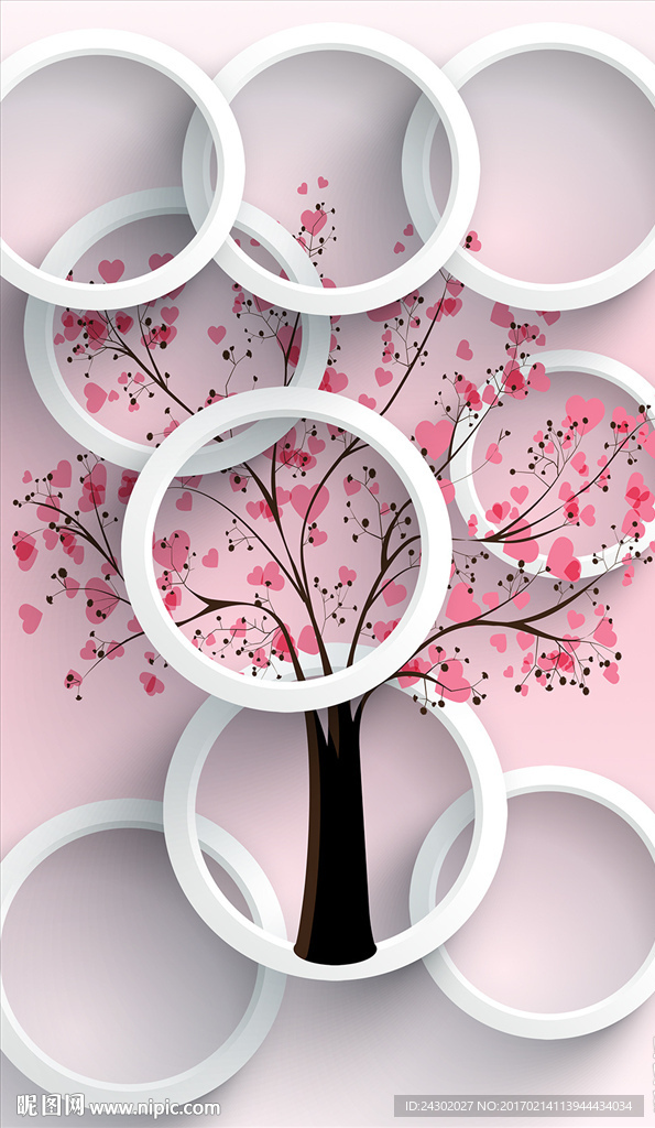 时尚3D小树玄关背景墙