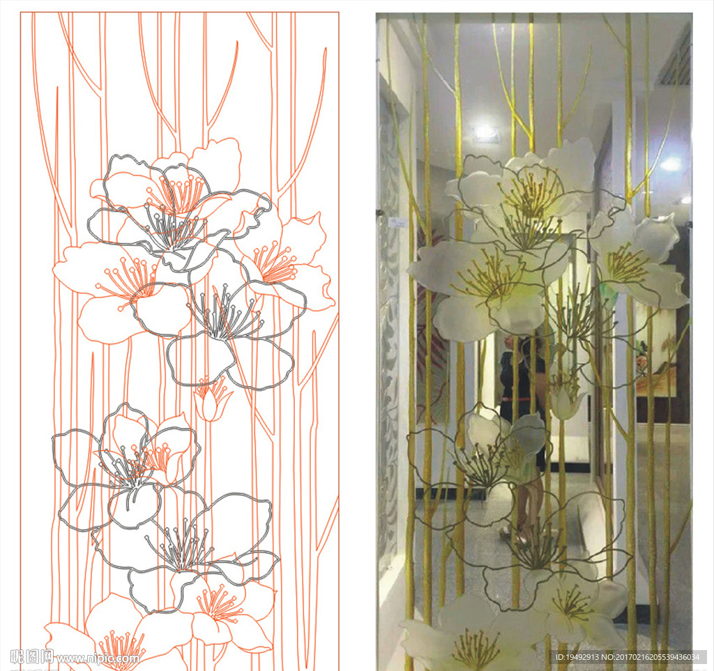 艺术玻璃玉兰花 金枝