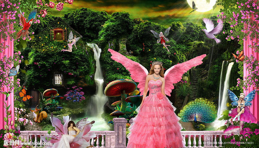 高档浪漫森林花艺婚纱写真背景