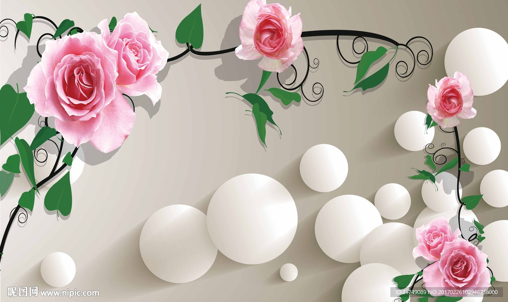 3D玫瑰背景墙