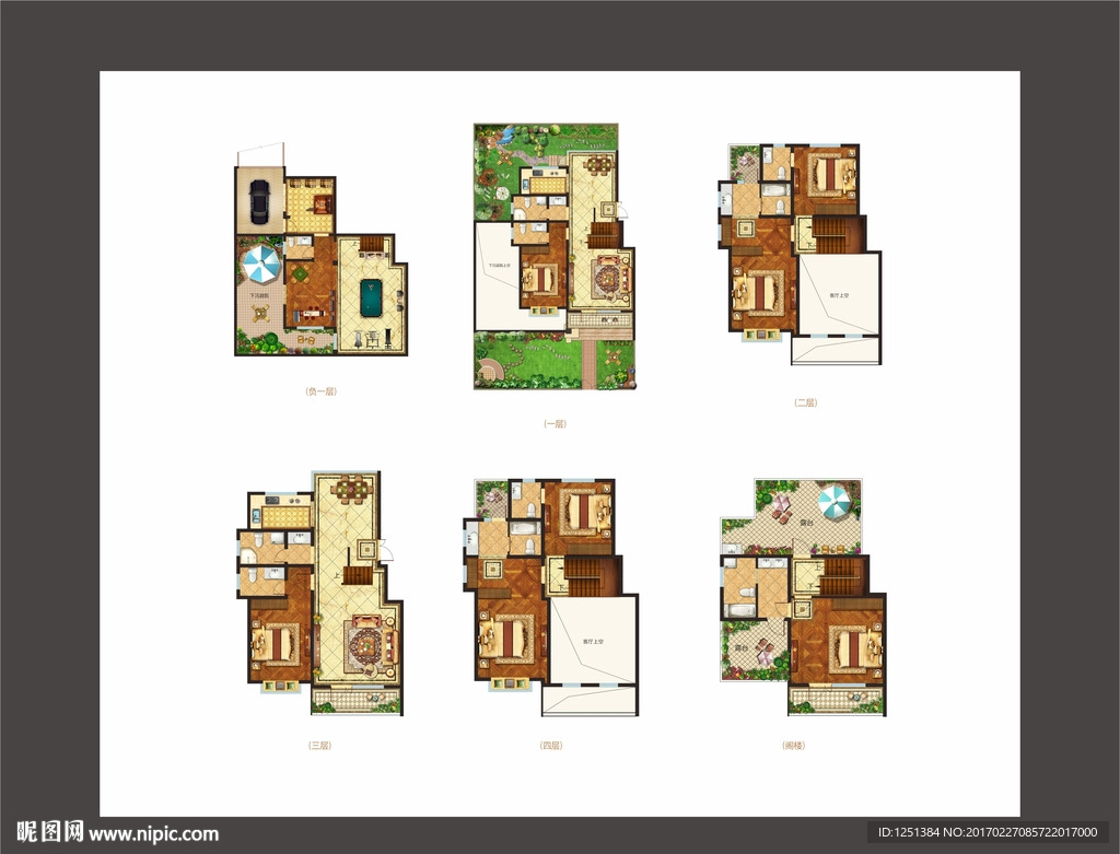 复式别墅户型渲染