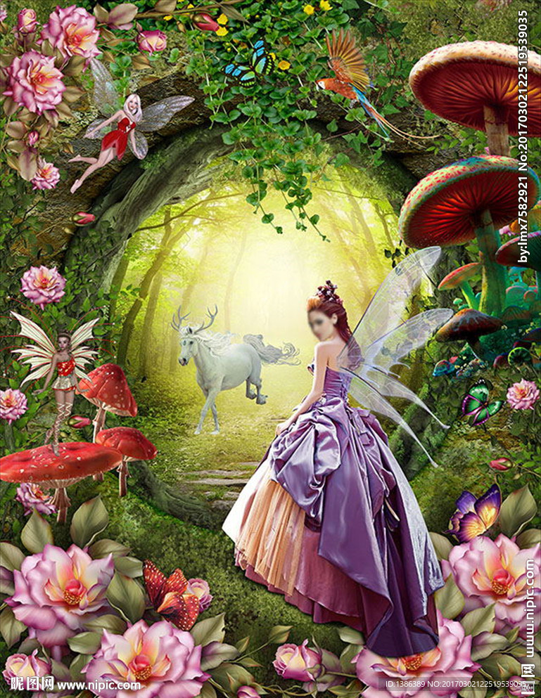 梦幻森林婚纱写真3D立体背景