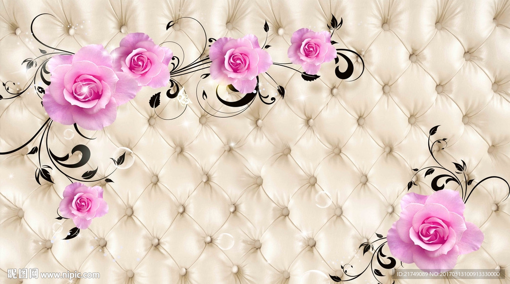 软包玫瑰背景墙
