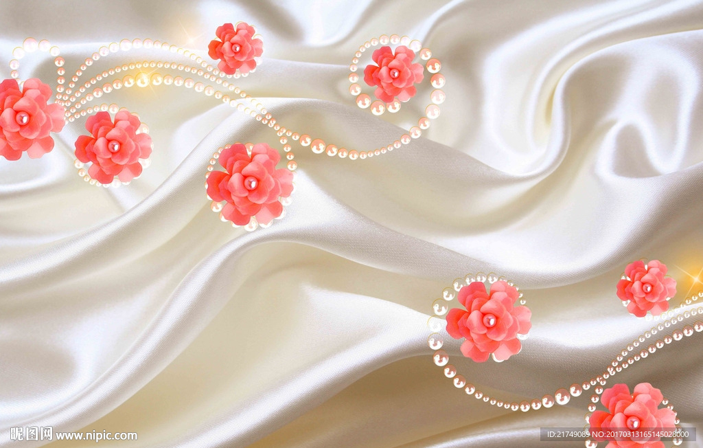 丝绸立体花背景墙