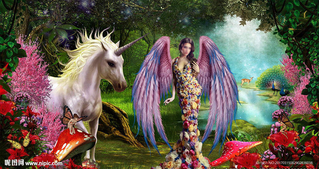 唯美梦幻桃花女神写真模板