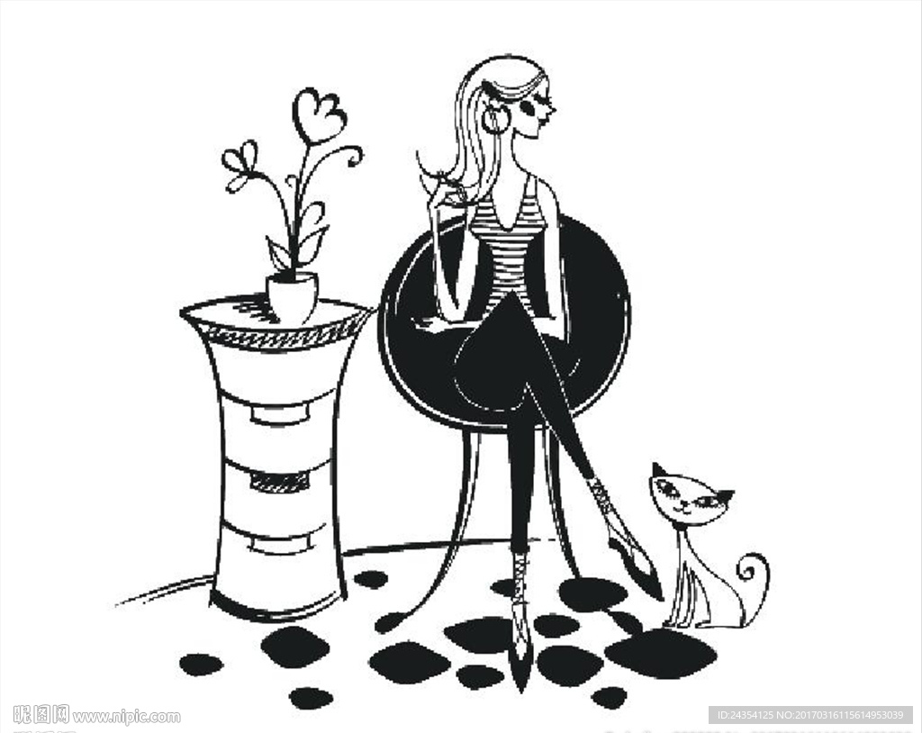 硅藻泥花纹 美女