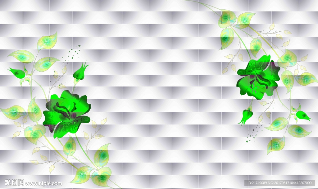 简约手绘欧式花背景墙