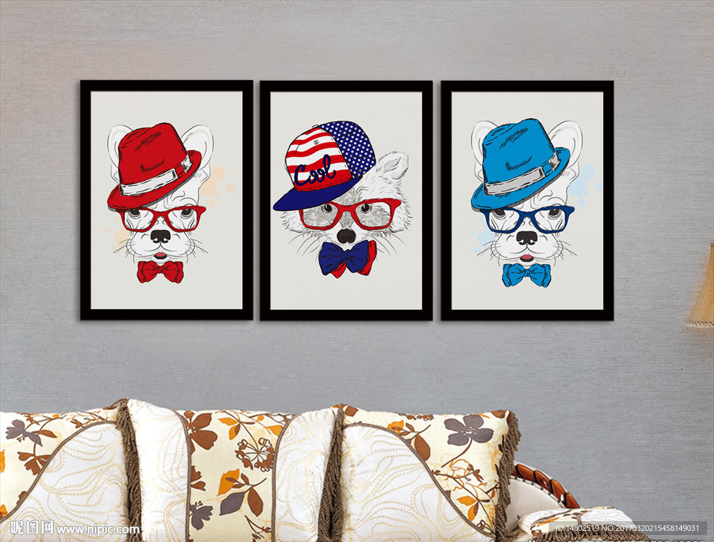 室内装饰趣味三联画北欧联画