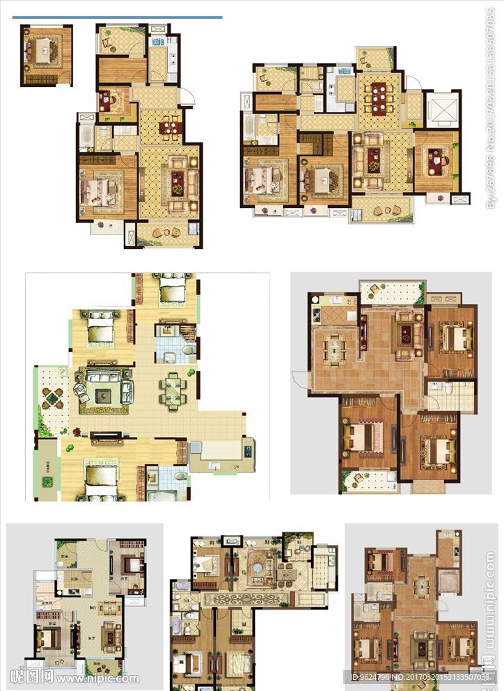 户型彩图 平面图 房地产平面彩