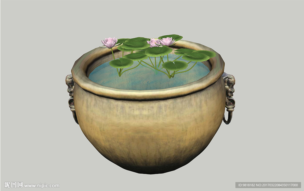 自己做的一个铜缸模型