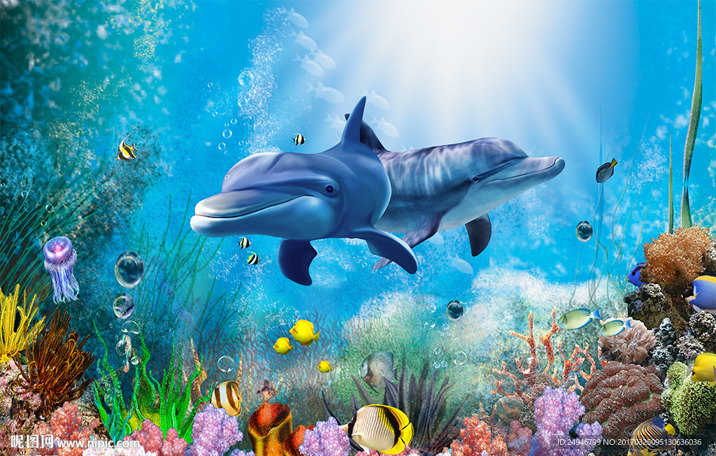 时尚海底世界背景墙