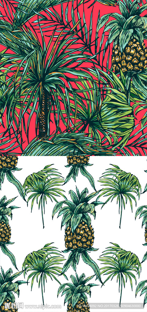 手绘热带植物花朵