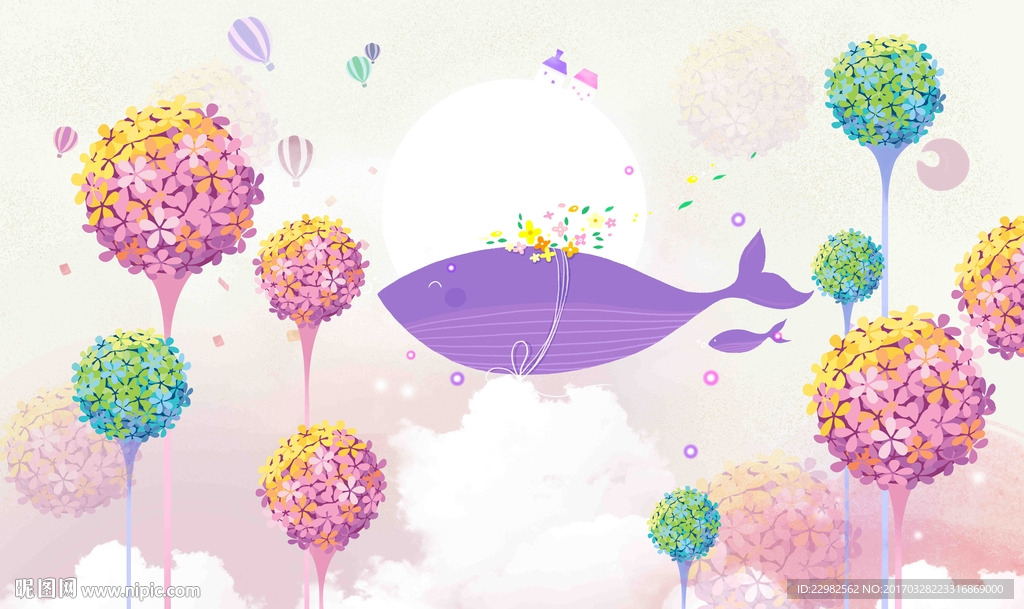 蒲公英卡通背景墙