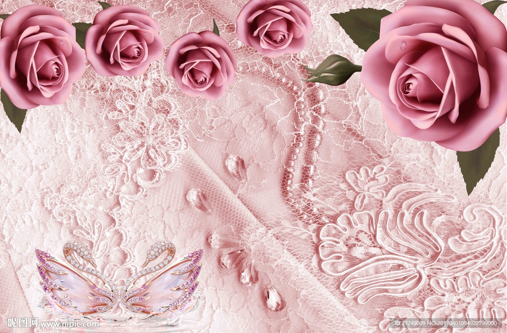 蕾丝玫瑰背景墙