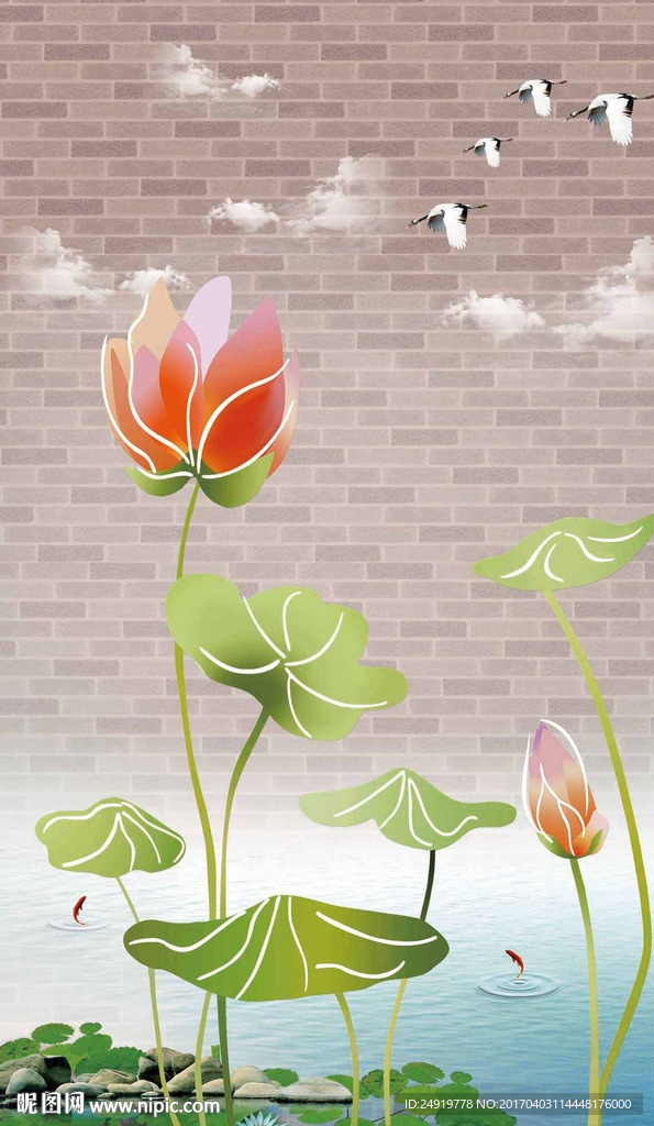 现代荷花玄关图