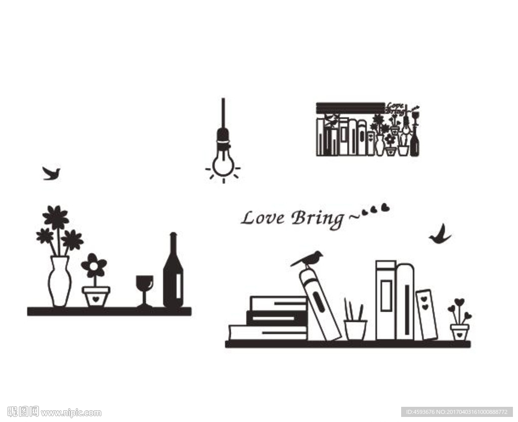 书架 硅藻泥矢量图