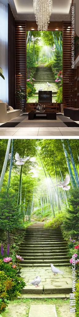 山林花鸟走道玄关