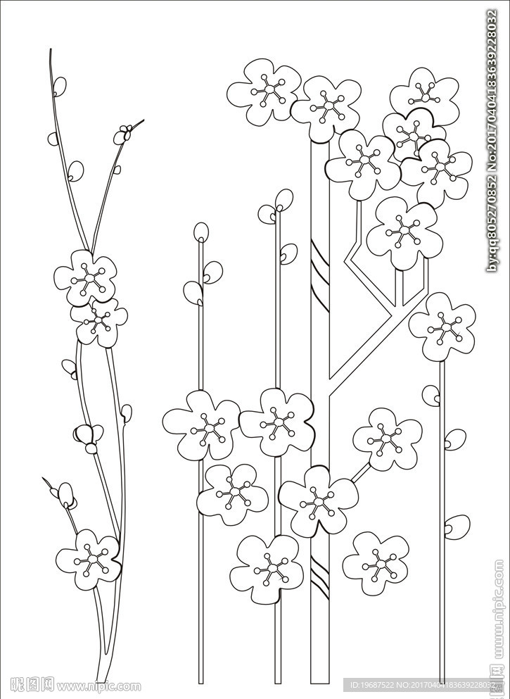 梅花移门缕空玻璃雕刻刻绘图案