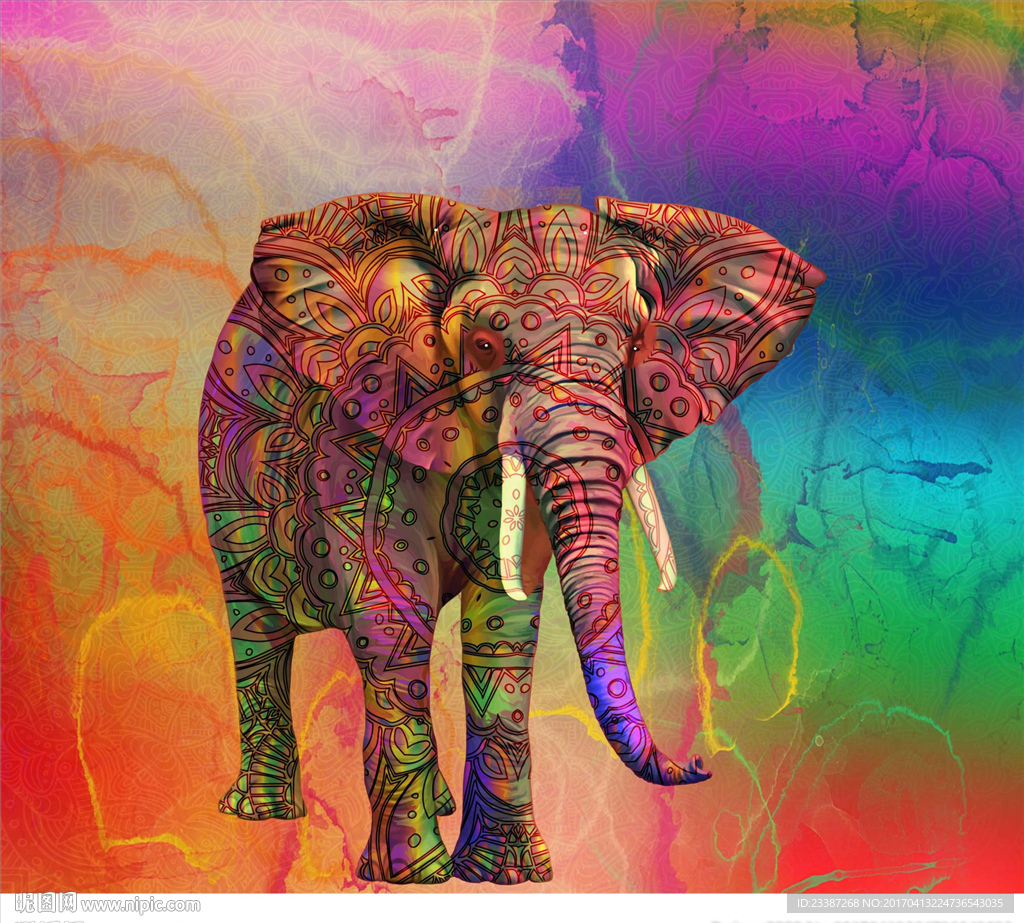 大象挂毯图案地毯图案图片