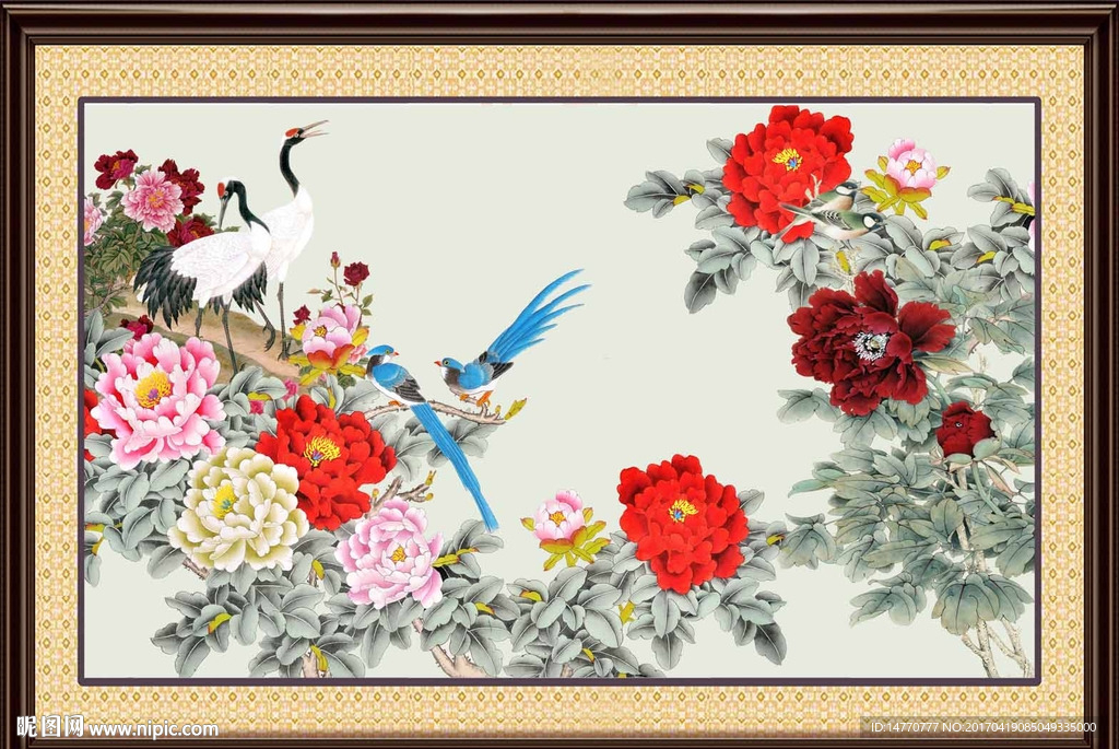 花开富贵 仙鹤图