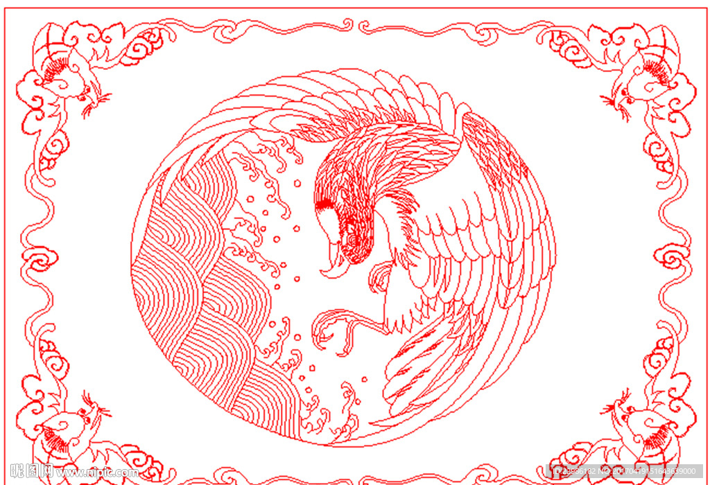 松鹤艺术玻璃矢量图