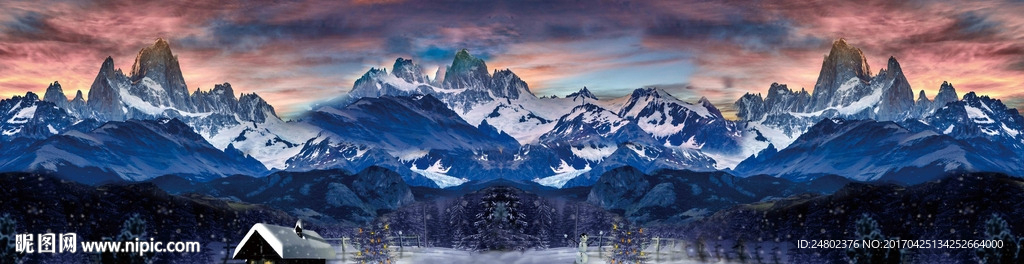 婚礼雪山素材PSD