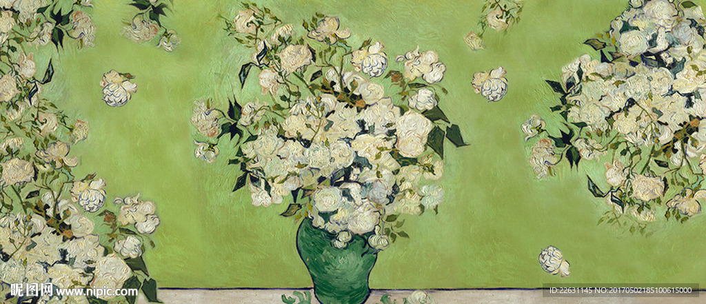 梵高白玫瑰油画