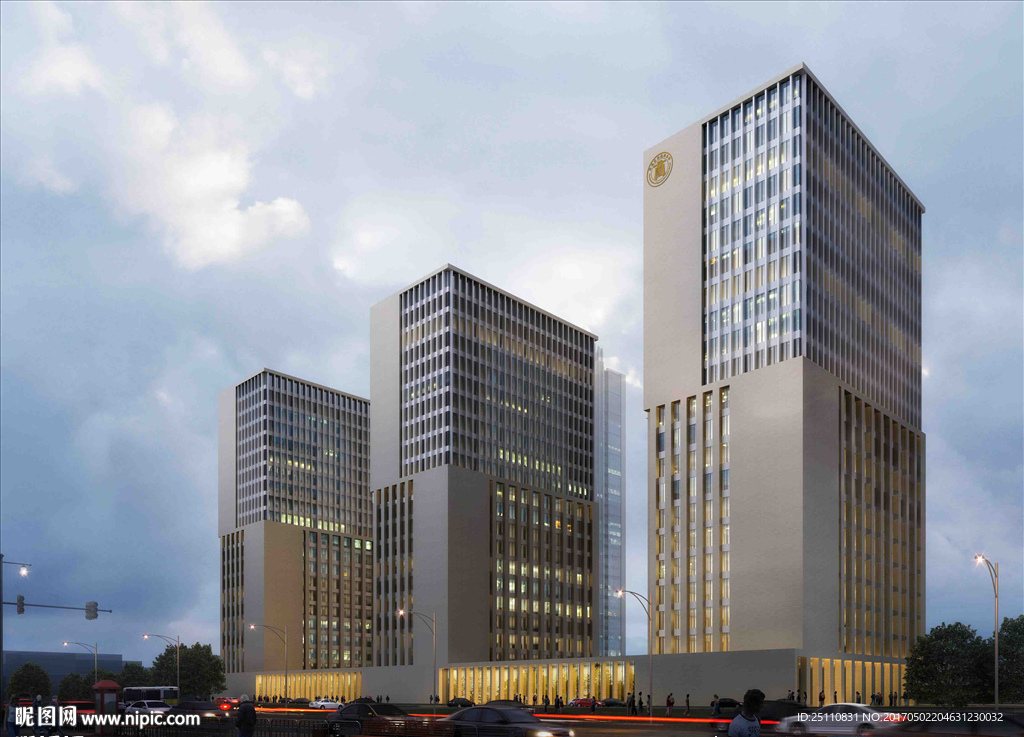 夜景公建道路设计商业街图