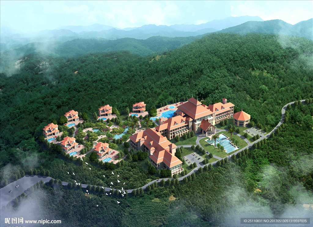 欧式建筑别墅规划山体设计图