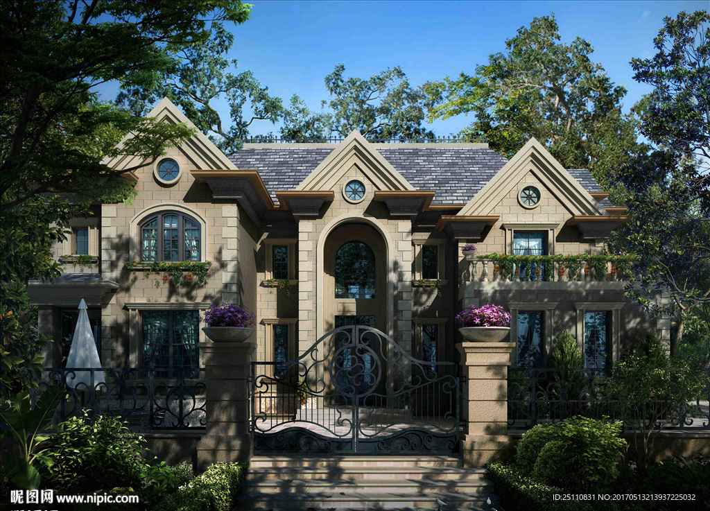 欧式建筑风格景观光感山体设计图