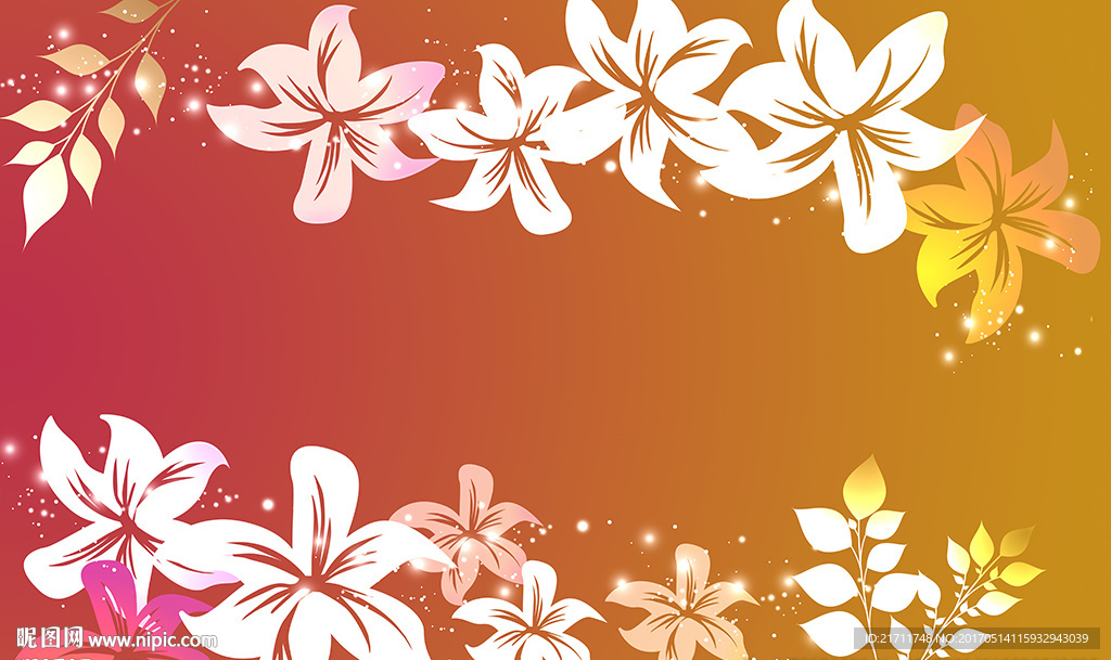 梦幻百合花电视背景墙