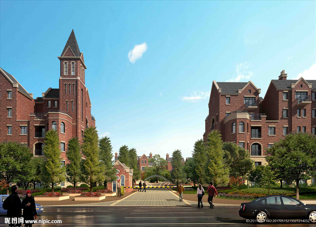 欧式建筑入口景观图