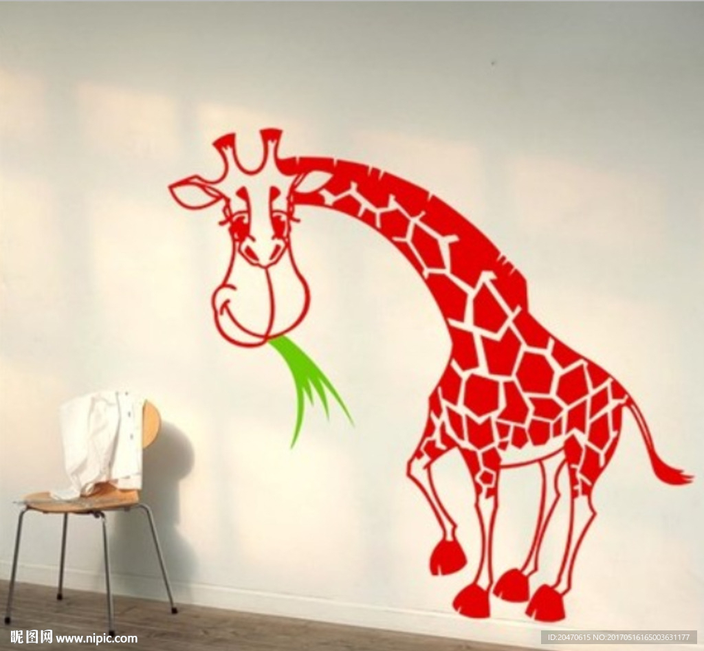 立洲背景墙效果 长颈鹿