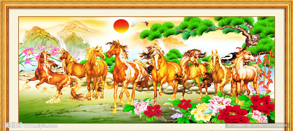 八骏全图 马到成功