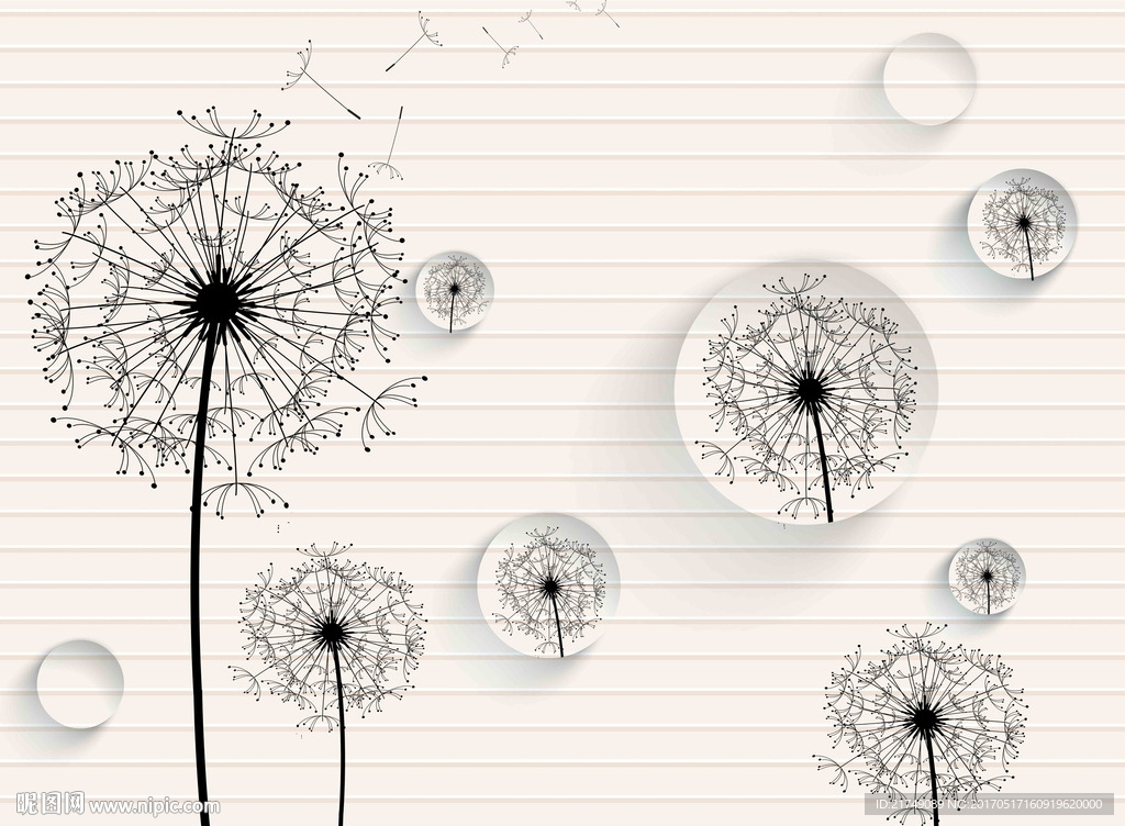 清新现代蒲公英背景墙