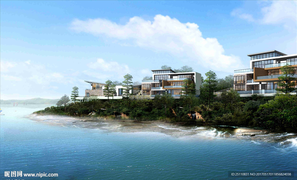 海景别墅大海蓝天白云图