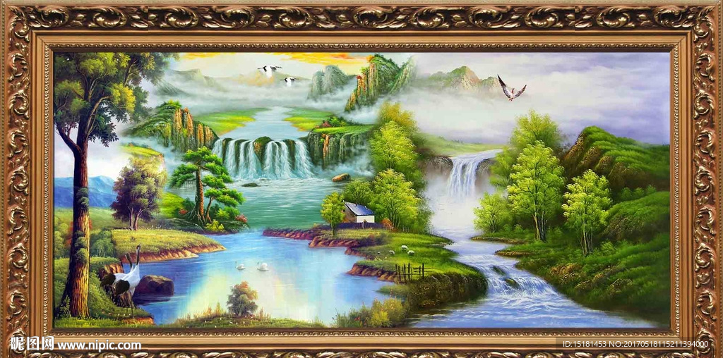 油画风景 聚宝盆