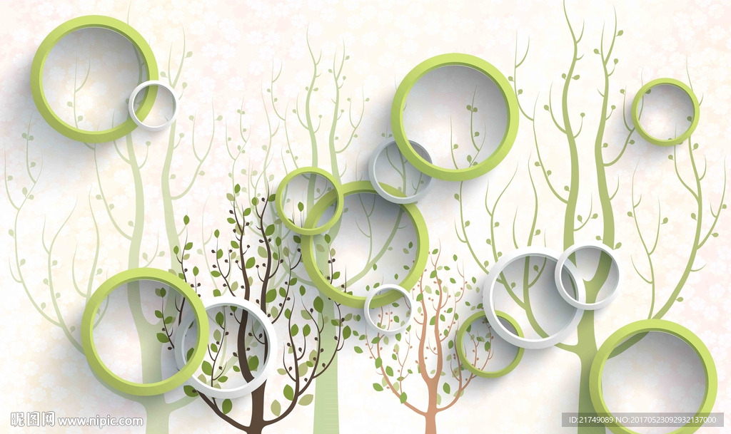 3D清新树背景墙