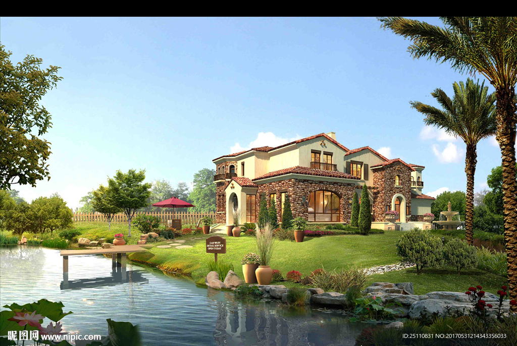 水景欧式别墅景观设计图