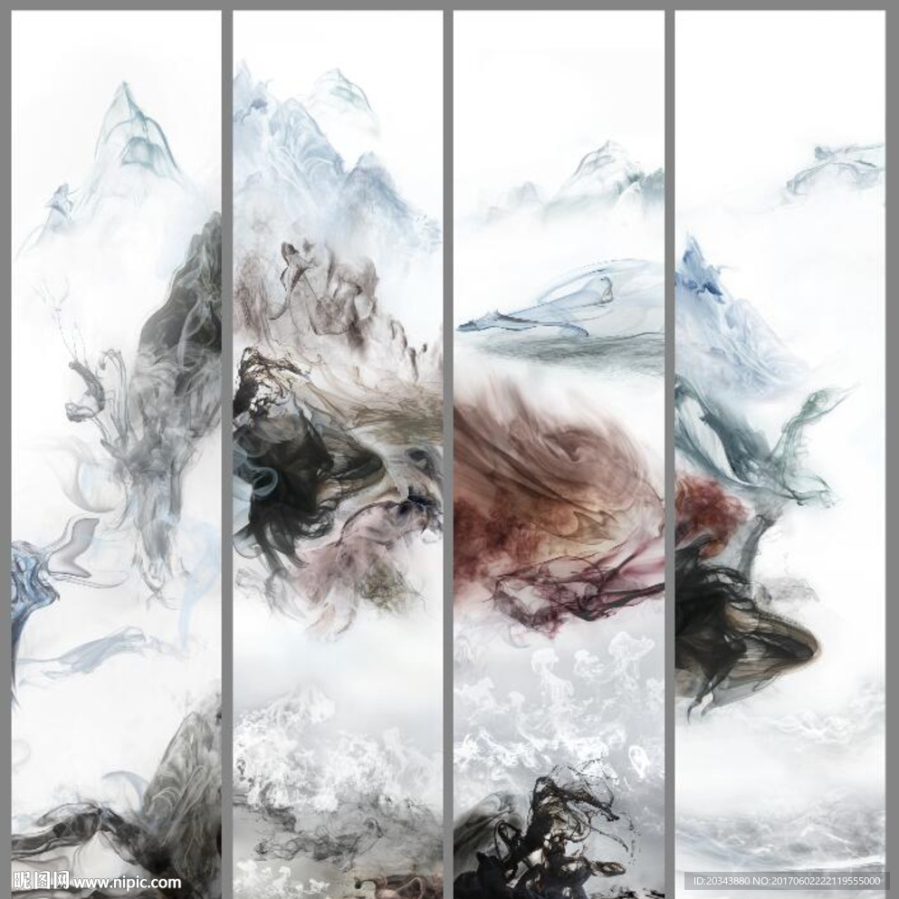 立体空间水墨抽象水彩硬包