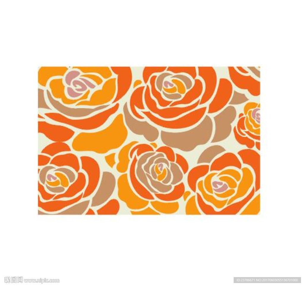 印染图牡丹花橘色