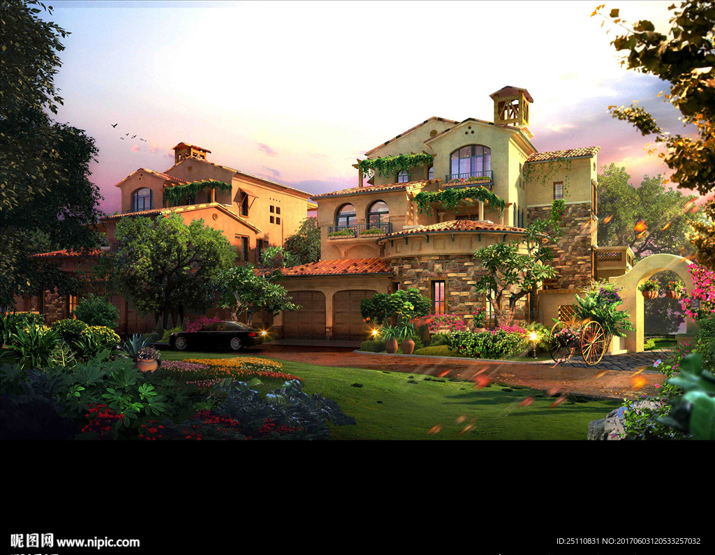 欧式建筑绿化景观设计图