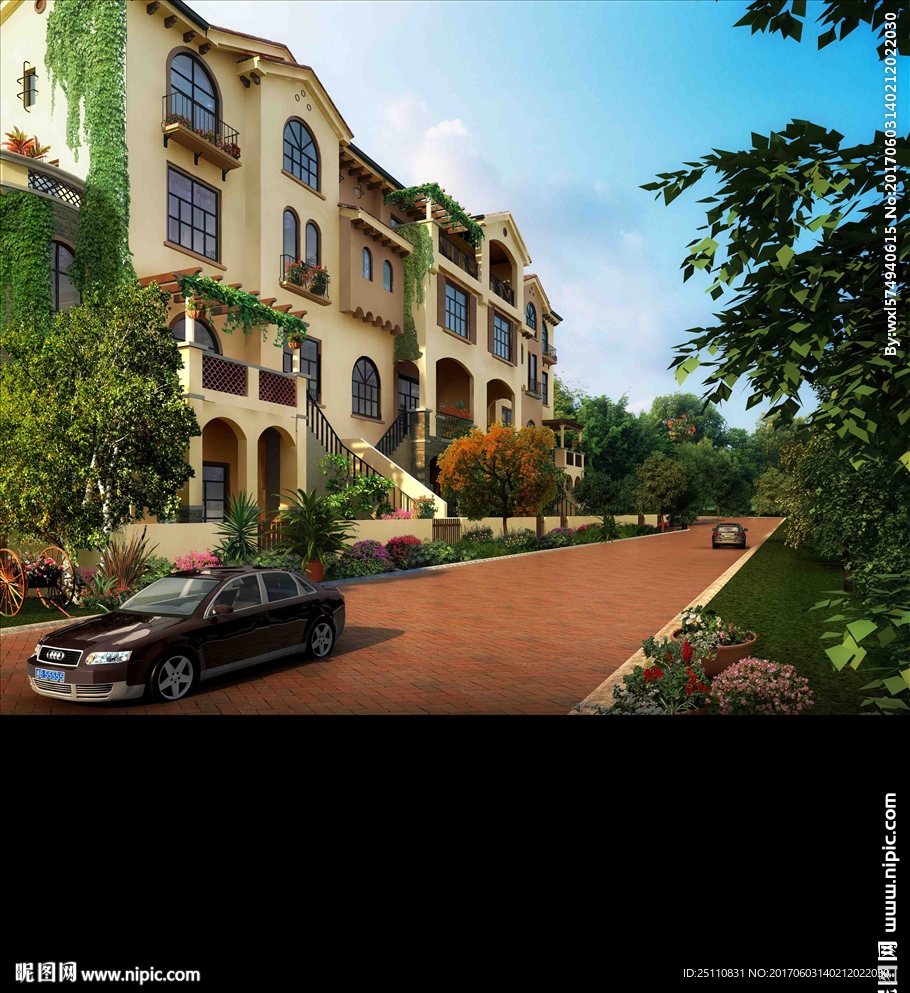 欧式别墅爬藤绿化景观设计