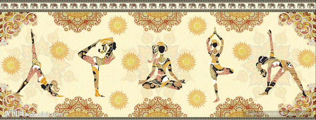 花纹美女瑜珈背景