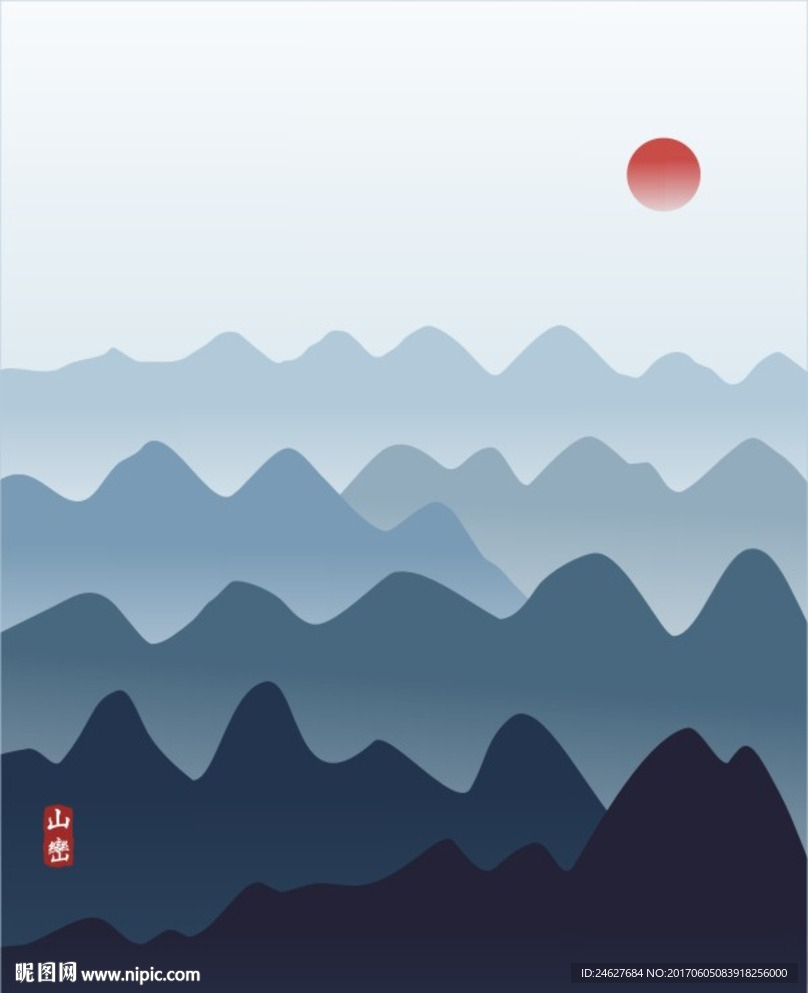 山色中国风水墨无框画