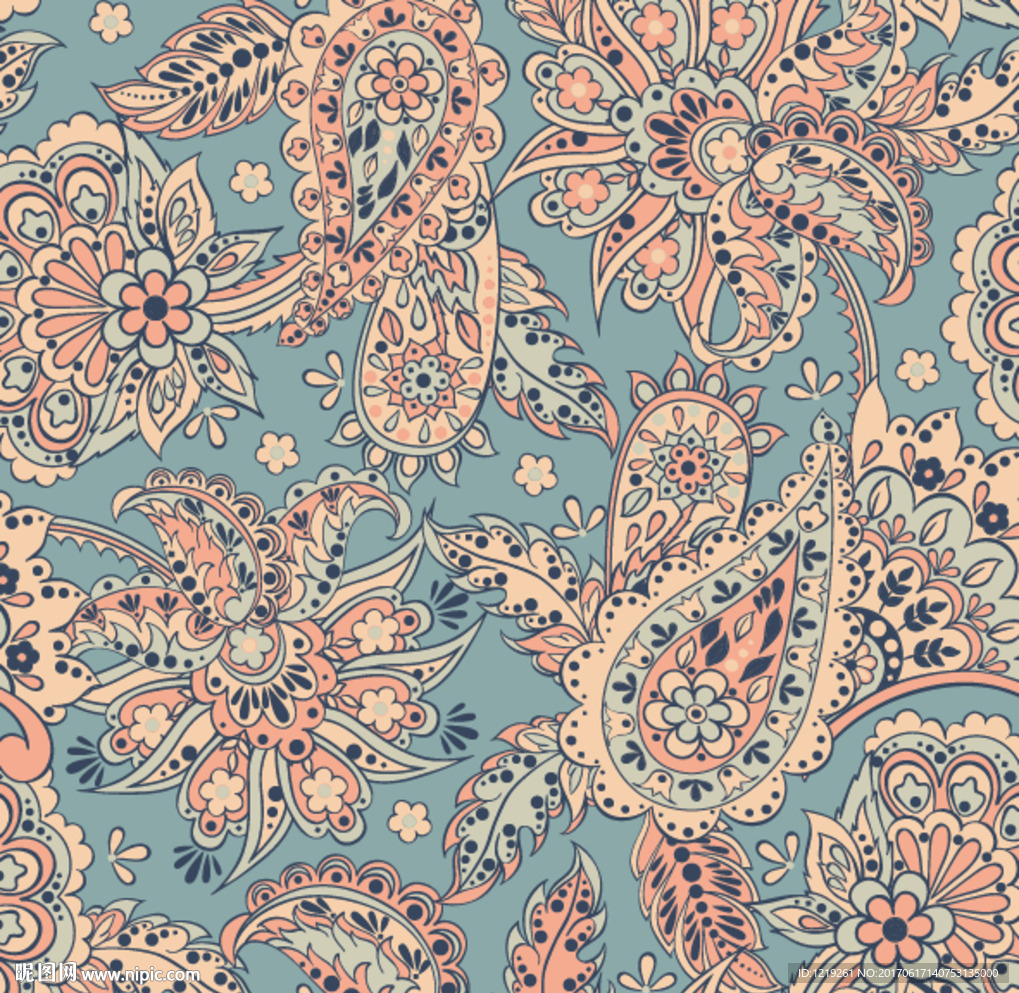 无缝花纹背景服装绣花印花