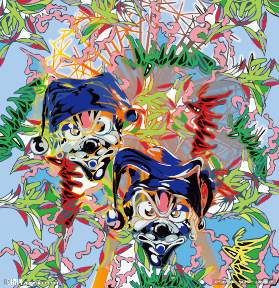 小丑花纹AI矢量